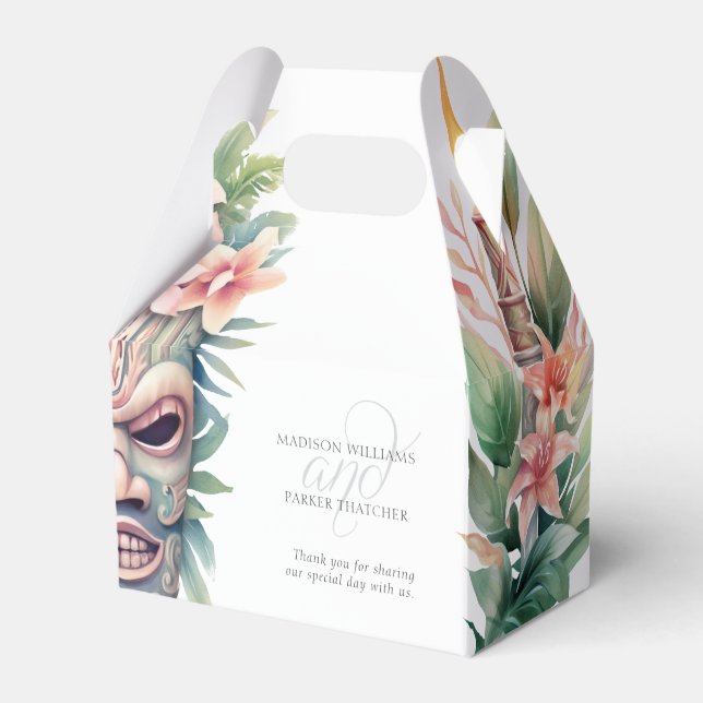 Modern Tiki Mask Beach Wedding Presentaskar (Framsidan Sidan)