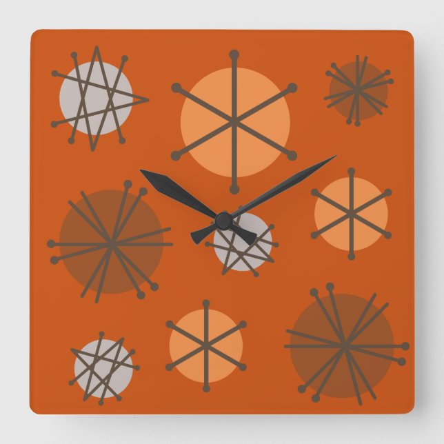 Modern tillväxt och bränd Orange i mitten av århun Fyrkantig Klocka (Framsida)