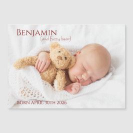 Modern Timeless Photo Magnetic Baby Announcement