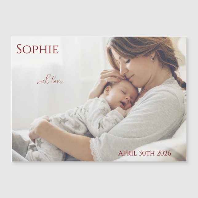 Modern Timeless Photo Magnetic Baby Announcement (Framsida)