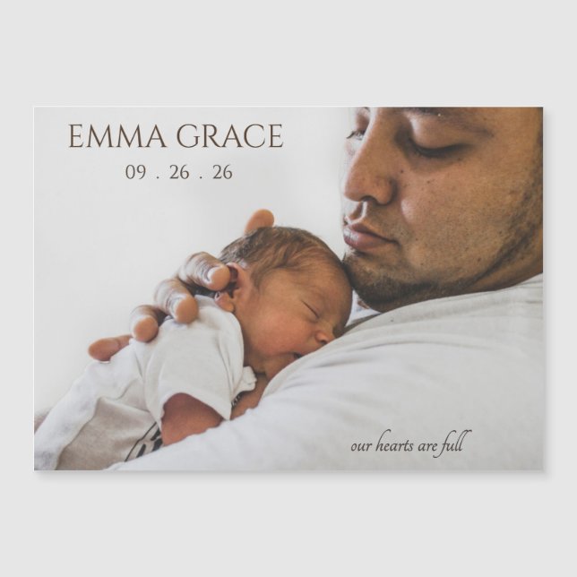 Modern Timeless Photo Magnetic Birth Announcement (Framsida)