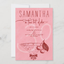 Modern Tini Bit Older Cherry Martini Bow Birthday Inbjudningar