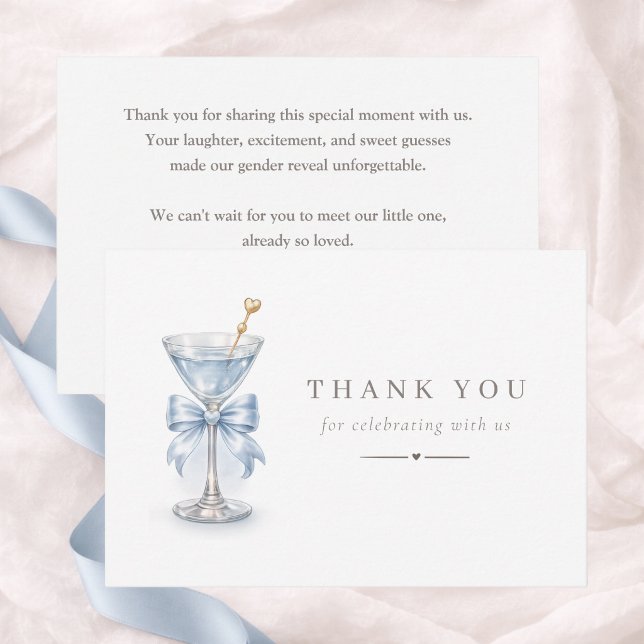 Modern Tini En Martini Tema Pojke Baby Shower Tack Kort (Skapare uppladdad)