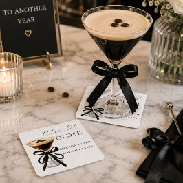 Modern tini lite äldre Espresso Martini födelsedag Underlägg Papper Kvadrat