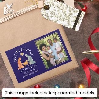 Modern TIS IS JULTID Familjefoto Jul Rektangulärt Klistermärke
