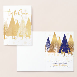 Modern "Tis the Season Blue and Guld Corporate" Folierat Kort