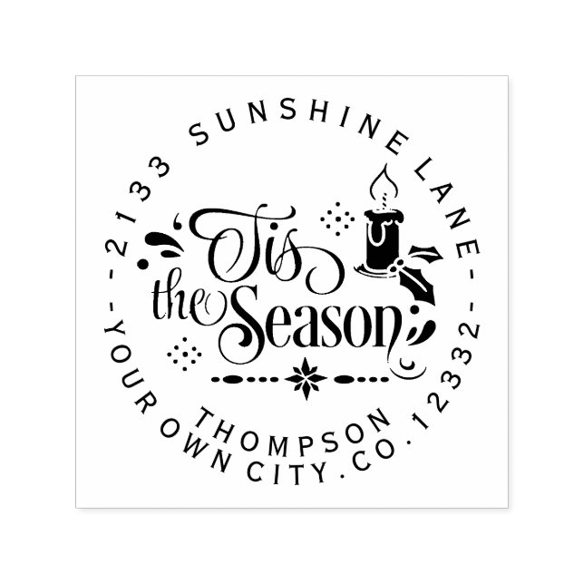 Modern "Tis the Season Typography Monogram" Självfärgande Stämpel (Design)