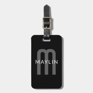 Modern Tittar Monogrammed Namn Black Grått White Bagagebricka