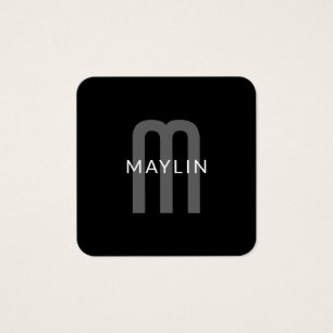 Modern Tittar Monogrammed Namn Black Grått White Fyrkantigt Visitkort
