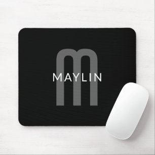 Modern Tittar Monogrammed Namn Black Grått White Musmatta