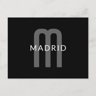 Modern Tittar Monogrammed Namn Black Grått White Vykort
