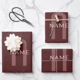 Modern Tittar Monogrammed Namn | Maroon Red