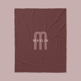 Modern Tittar Monogrammed Namn | Maroon Red Fleecefilt