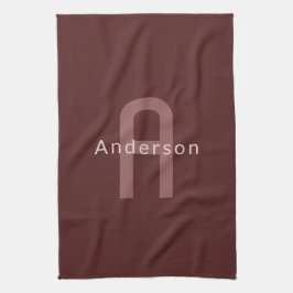 Modern Tittar Monogrammed Namn | Maroon Red Kökshandduk