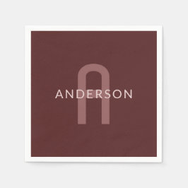 Modern Tittar Monogrammed Namn | Maroon Red Pappersservett