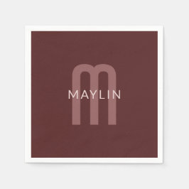 Modern Tittar Monogrammed Namn | Maroon Red Pappersservett