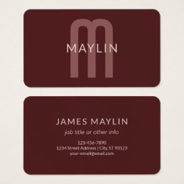 Modern Tittar Monogrammed Namn | Maroon Red Visitkort