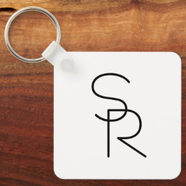 Modern Tittar överlappande Initialer Nyckelring