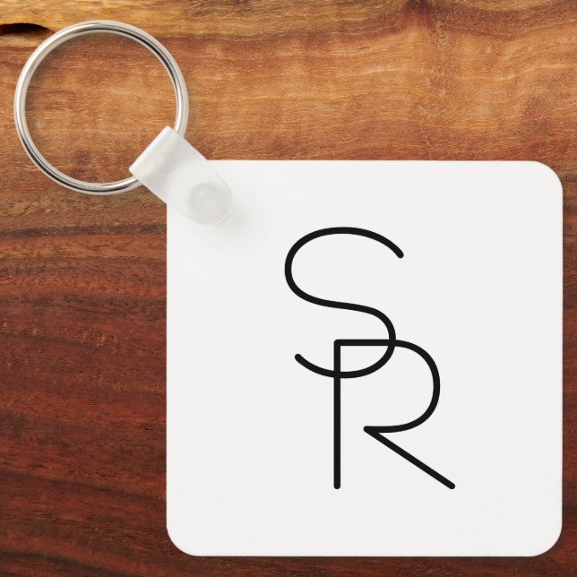 Modern Tittar överlappande Initialer Nyckelring (Framsida)