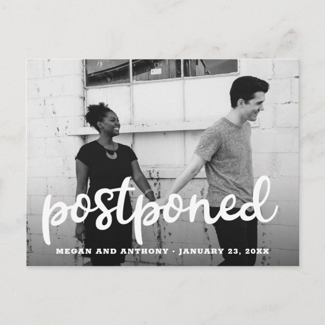 Modern Tjock Skriftlig Foto Bröllopsuppskjutande Meddelande Vykort (Framsida)