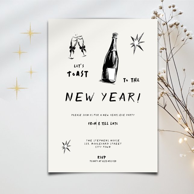 Modern Toast to the New Year 2026 Bold Typo Inbjudningar (Skapare uppladdad)