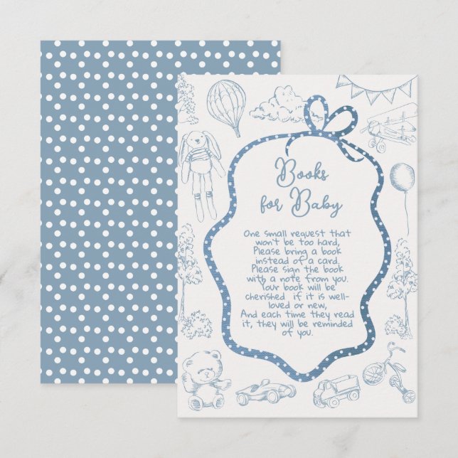 Modern Toile de Jouy Bokar för Baby Inbjudningar (Fram/baksida)