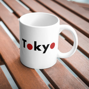 Modern Tokyo Japan Red Dots Light-Färg Kaffemugg