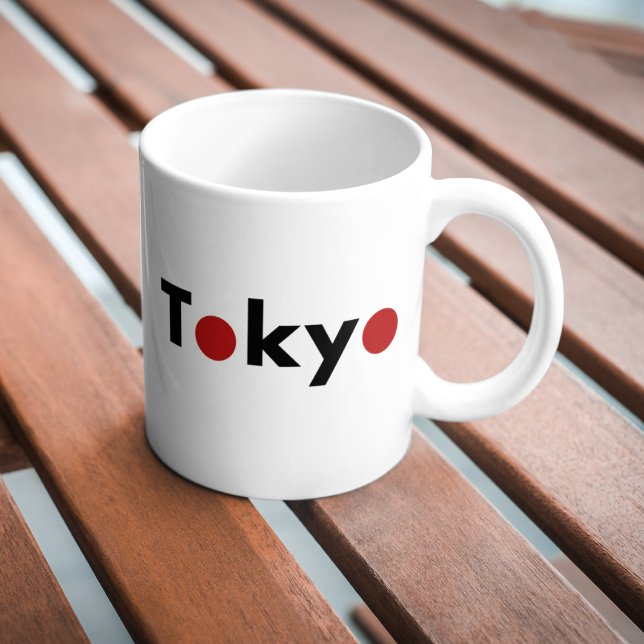 Modern Tokyo Japan Red Dots Light-Färg Kaffemugg (Skapare uppladdad)