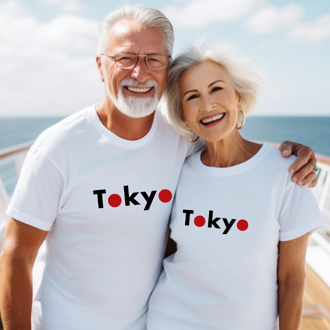 Modern Tokyo Japan Red Dots Light-Färg T Shirt (Skapare uppladdad)