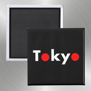 Modern Tokyo Japan Red Dots Mörk Färg Magnet