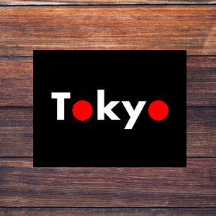 Modern Tokyo Japan Red Dots Mörk Färg Vykort