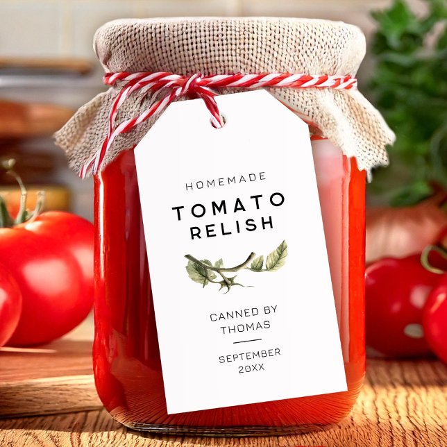 Modern Tomato Relish-etikett med tomato löv Presentetikett (Skapare uppladdad)