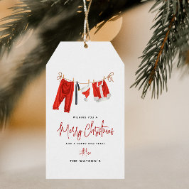 Modern tomte God Jul Presentetikett