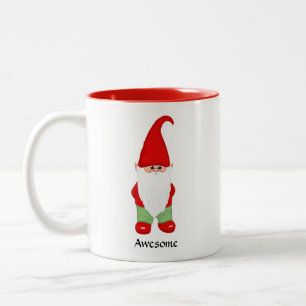 Modern Tomte Klädd i Grönt och Rött Två-Tonad Mugg