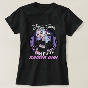 Modern Tonåring Gamer Girl Tecknad Namn Slogan T Shirt
