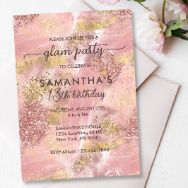 Modern Tonåring Girl Glam Party Faux Ro Guld Glitt Inbjudningar