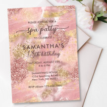 Modern Tonåring Girl Spa Party Faux Ro Guld Glitte