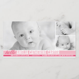 Modern Tones Flicka Birth Notice Meddelande