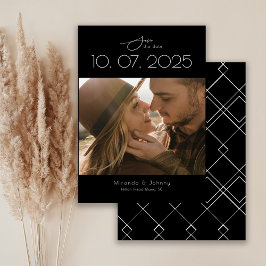 Modern topografi - minimalistiskt Bröllop-foto Spara Datumet