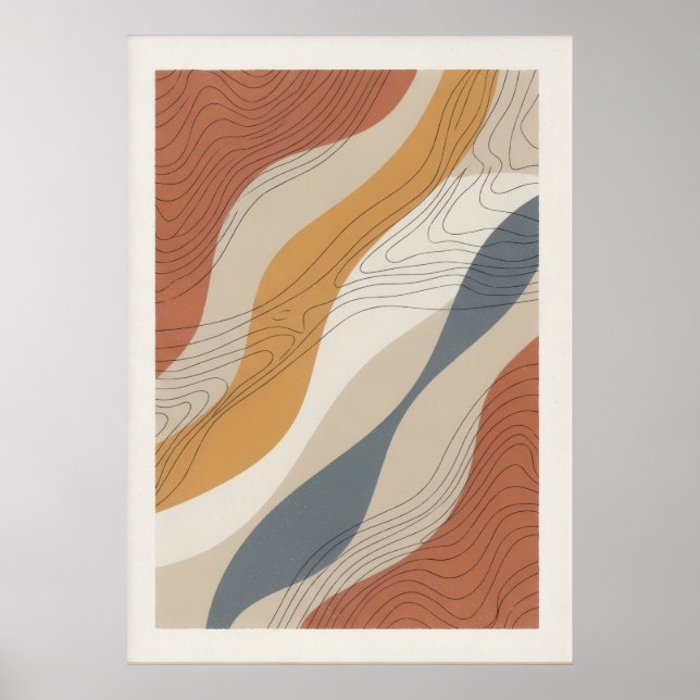 Modern Topografisk Linje Abstrakt Konst Poster (Framsidan)