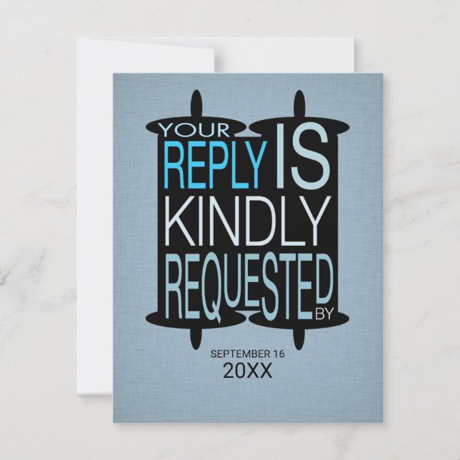 Modern Torah Pub Mitzvah Reply OSA Grått Blue Inbjudningar (Framsida)