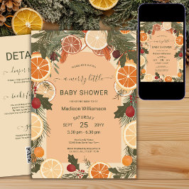 Modern Torkad Citrus Glatt Litet Babykalas QR Inbjudningar