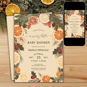Modern torkad citrus Merry Little Baby Shower Inbjudningar