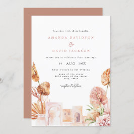 Modern torkad Löv förtjänar Westernare Boho Bröllo Inbjudningar