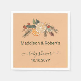 Modern torkad vintercitrus baby shower pappersservett