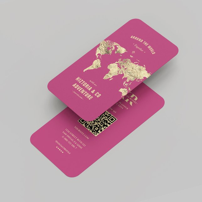 Modern Tour Agency Travel Planner Rosa Karta Visitkort (Modern Tour Agency Travel Planner Pink Gold Business Card
)