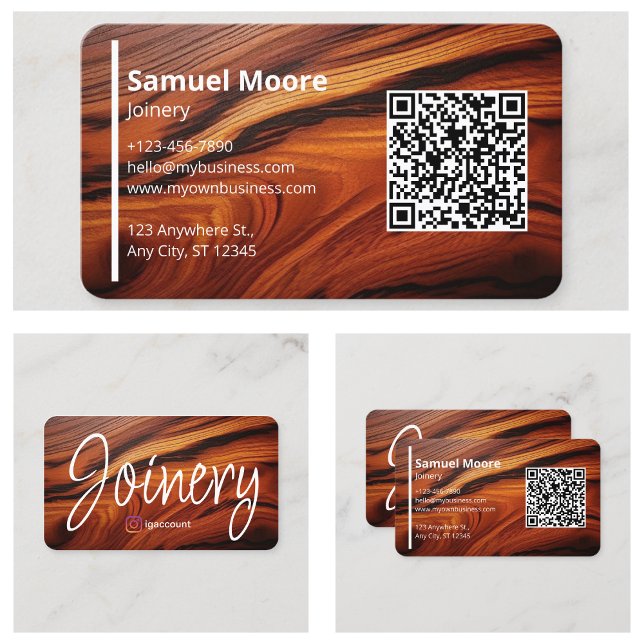 Modern träbearbetning Cocoboloträ Visitkort (Modern Woodworking Cocobolo wood Business Card
)