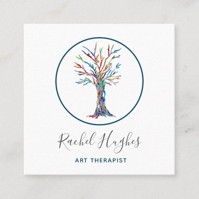 Modern Träd Art Therapist Fyrkantigt Visitkort (Framsida)