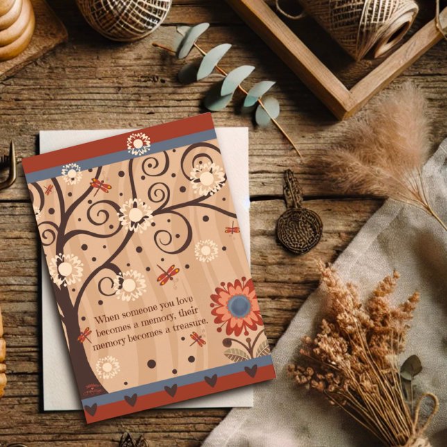 Modern Träd Blommigt Sympathy Quote Dragonfly Kort (Skapare uppladdad)