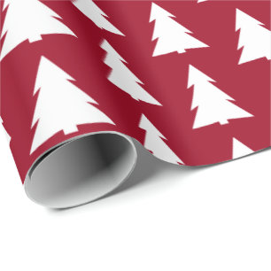 Modern Träd Burgundy Geometric Mönster Presentpapper